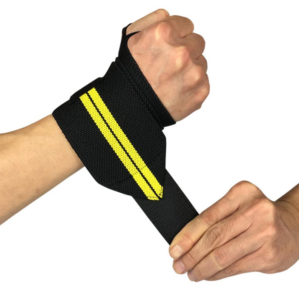 3 farben fitness gepolsterte handgelenk-daumenbandage mit riemen für krafttraining und gewichtheben, polyester-handgelenkbandage 1pc: Gelb