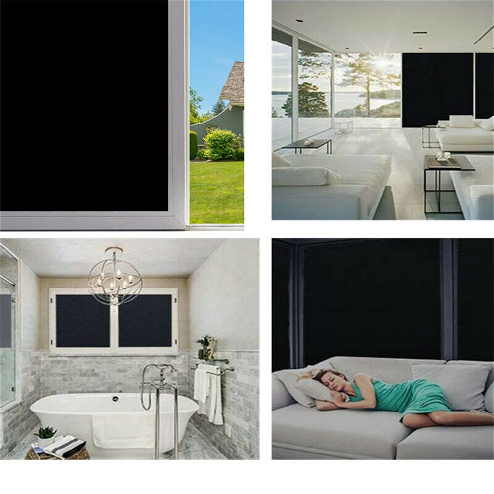 Aftagelig blackout statisk klæbende vinduesfilm privatlivsrum uv beskyttelse blok sol mørkner vinduesfarve genanvendelig klistermærke