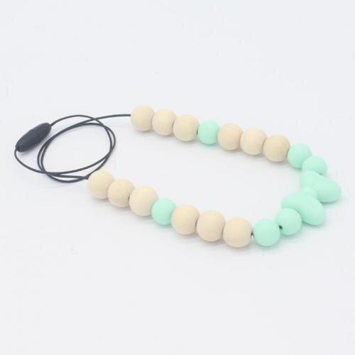 Baby Siliconen Strik Ronde Bead Charm Bijtring Ketting Verpleging Kinderziektes Speelgoed: green