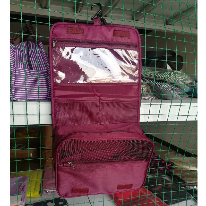 Travel Cosmetic Handbag Women Makeup Bag Toiletries Organizer Waterproof Storag Hanging Bathroom Wash Bags: Burgundy