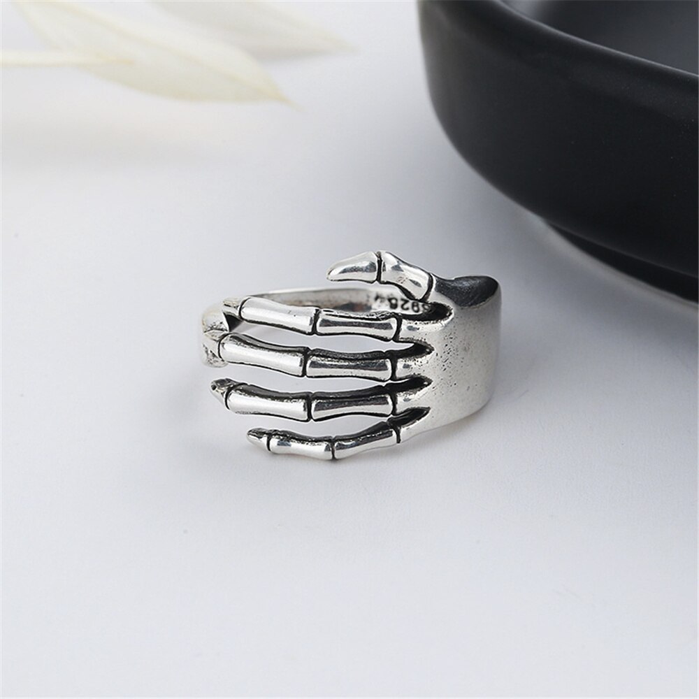 Anelli a mano scheletro gotico per donna anello Punk Emo regolabile polsino aperto anelli da dito per feste gioielli femminili Vintage anelli regalo