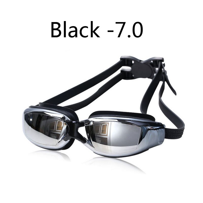 Mannen Vrouwen Zwemmen Bril Bijziendheid Anti Fog Professionele Volwassenen Recept Waterdicht Zwemmen Zwembad Brillen Optische Duiken Bril: Black-7.0