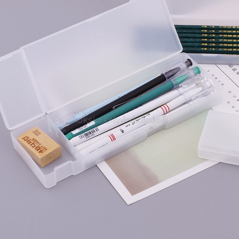 Boîte de rangement transparente PP stylo, boîte de rangement pour enfants fournitures scolaires de bureau matériaux muji style Au13 19