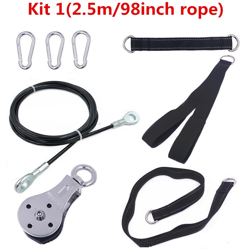 Fitness remskive kabel gym træningsmaskine arm biceps triceps blaster hånd styrketræning vedhæftede system hjemme diy: Sæt 1 2.5m reb