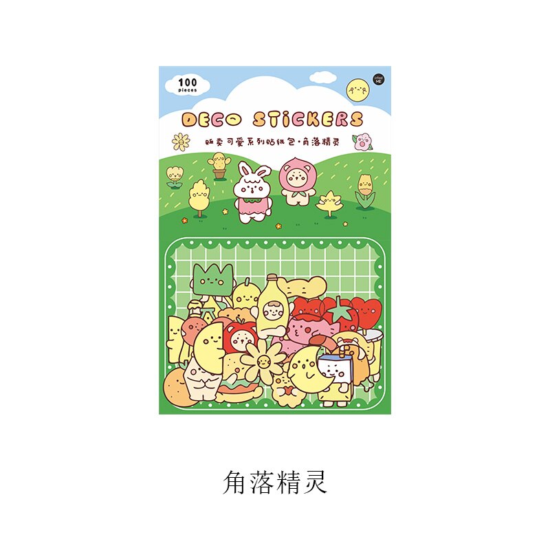 100PCS Selling Cute series stickers DIY scrapbooking journal mobile computer diary happy plan sealing decoration stickers: C  100pcs  1bag