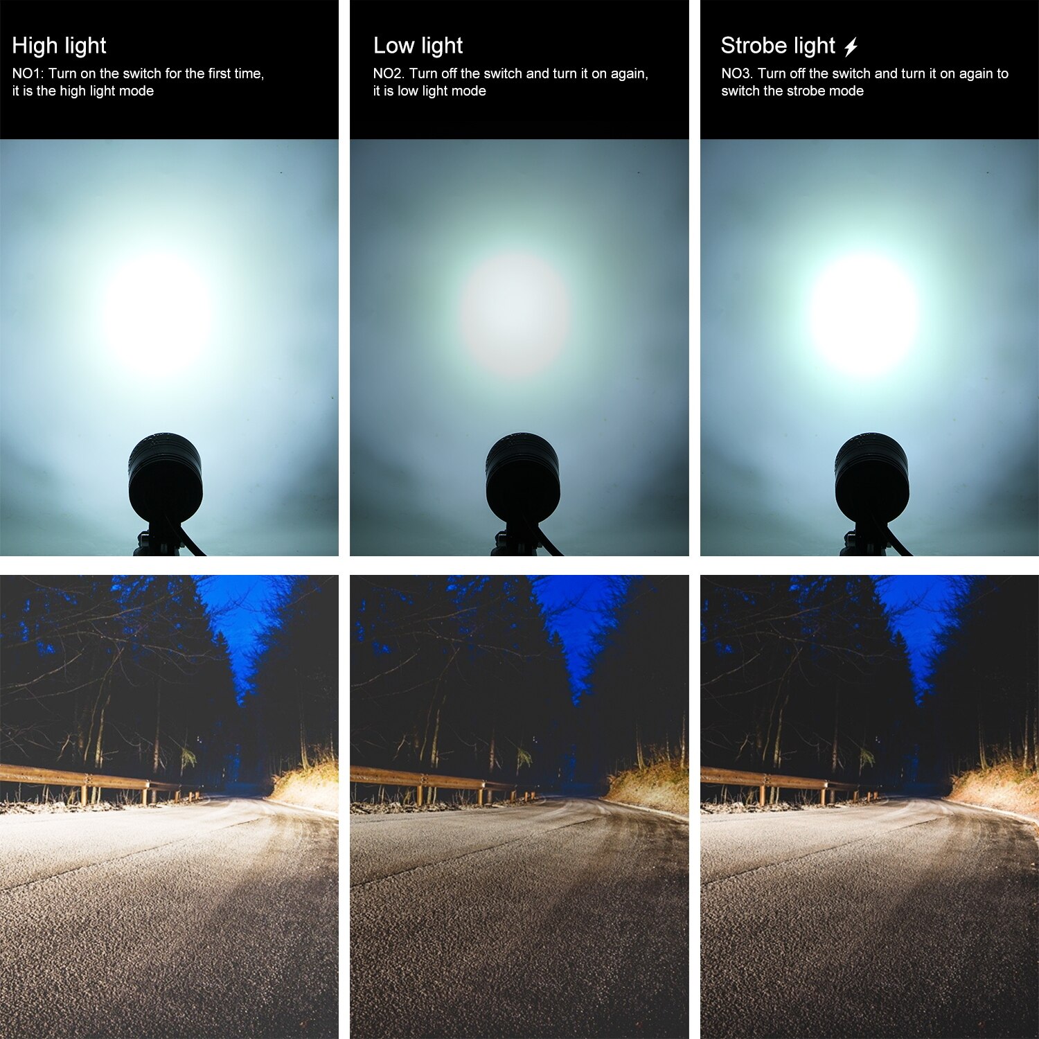 Motorcycle Led Light Headlight 6500k White Super Bright 6-Leds Working Spot Light Motorbike Fog Lamp 60W LED Scooters Spotlight