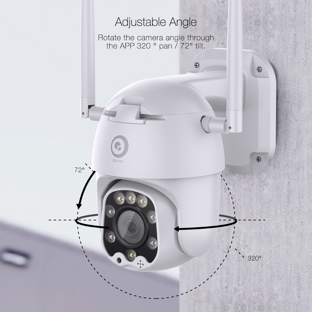 DIGOO Outdoor PTZ Wireless IP Camera Move Detection Infrared Night Vision Waterproof Surveillance RJ45/Wifi Dome CCTV Camera