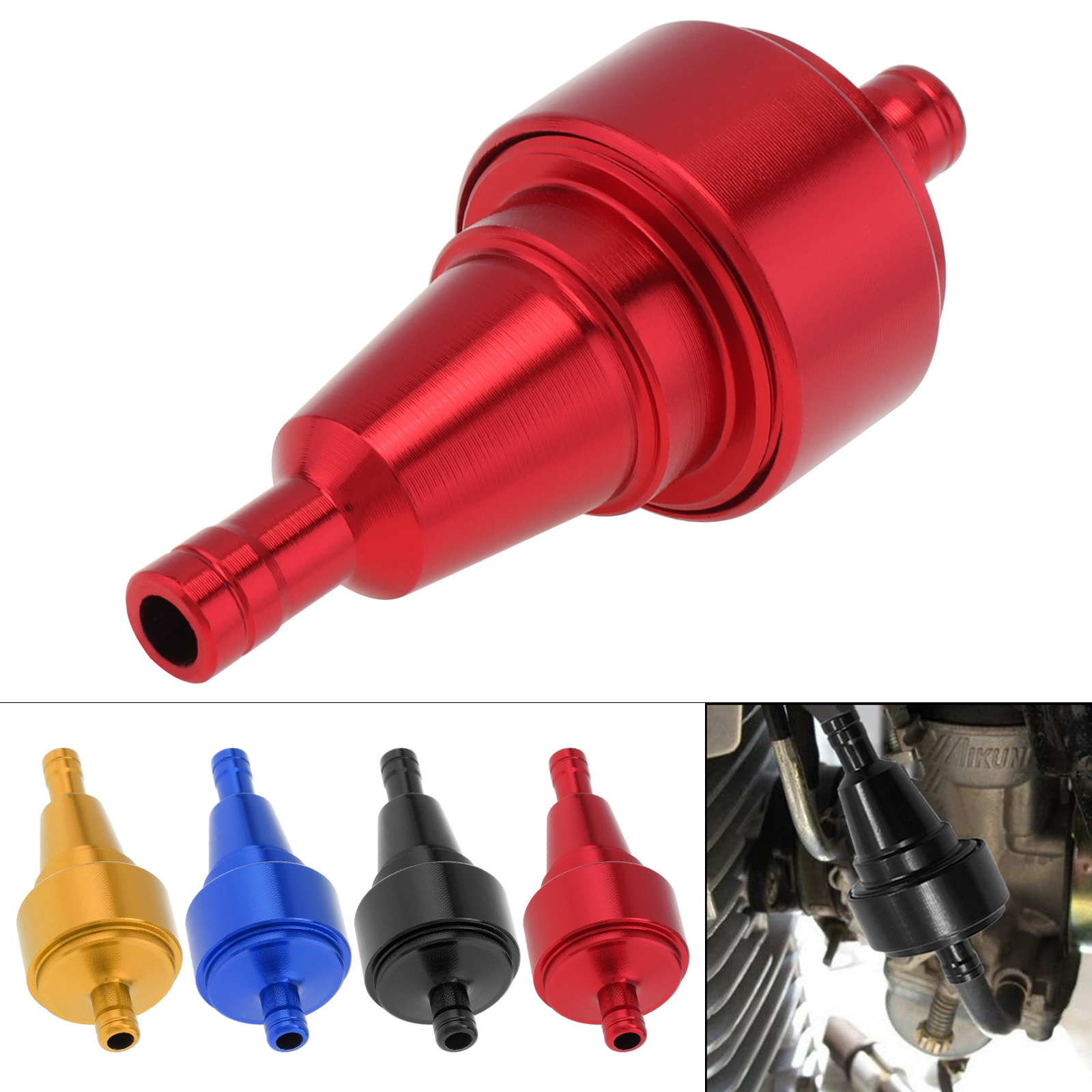 1/4In 6mm motorfiets brandstoffilter benzinefilter auto benzine inline voor motorfiets scooters element oliebeker aluminium brandstoffilter