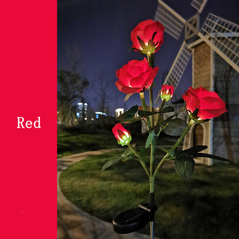 5 hoder solcellelamper utendørs dekorative solcellelamper roseblomst plenlampe til hage terrasse hagedekor: rose