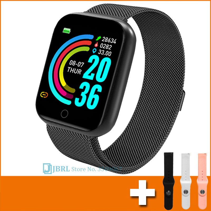 Newest Smart Band Women Men Smartwatch Bluetooth Ladies Fitness Bracelet Mens Waterproof Android IOS Phone Heart Rate Sports: black add strap 7