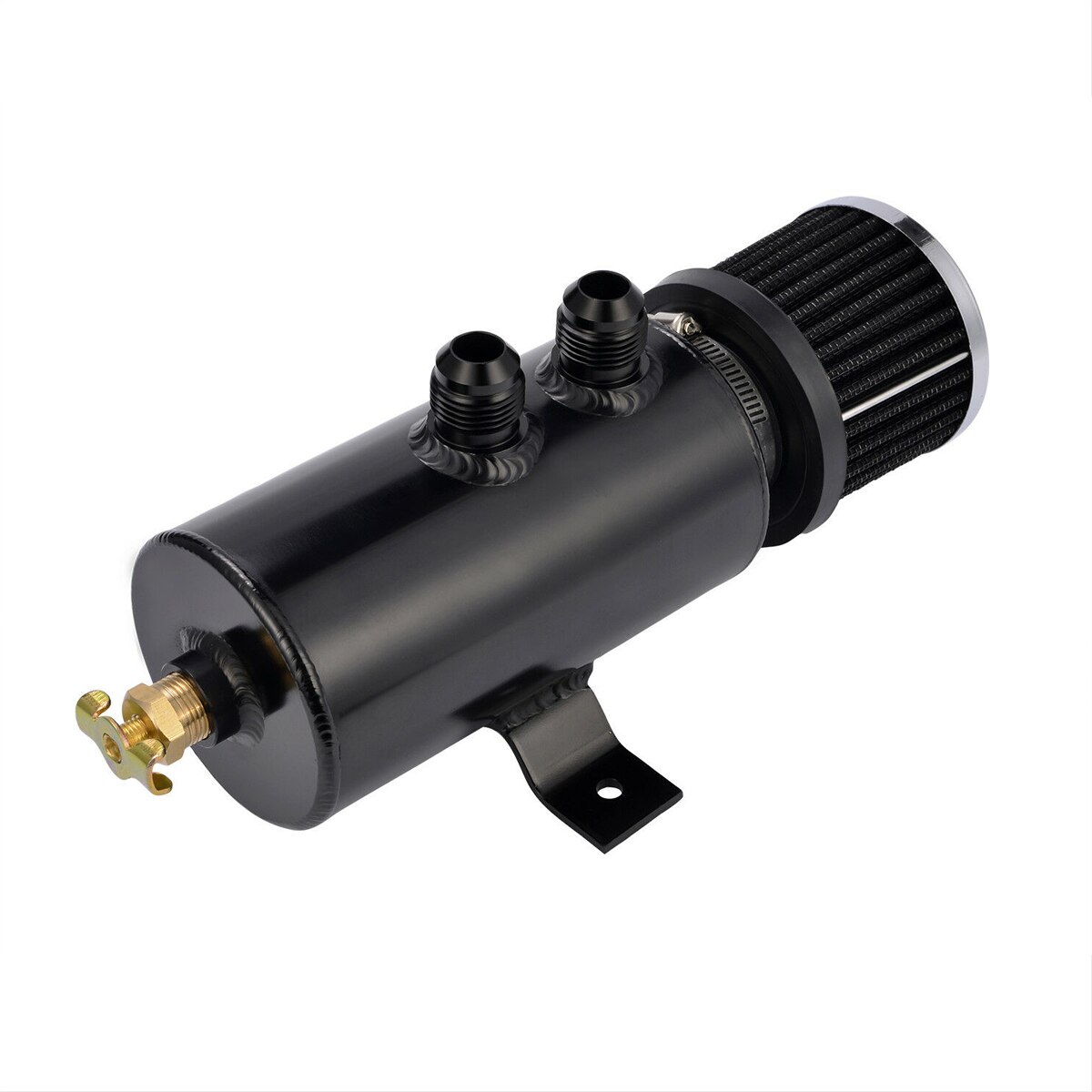 Univeral 2x AN10 Black Aluminium Car Baffled Engine Oil Catch Can 750ml