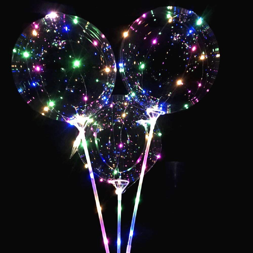 2pcs Reusable Luminous Led Balloon Transparent Round Bubble Decoration Party Wed Apr08
