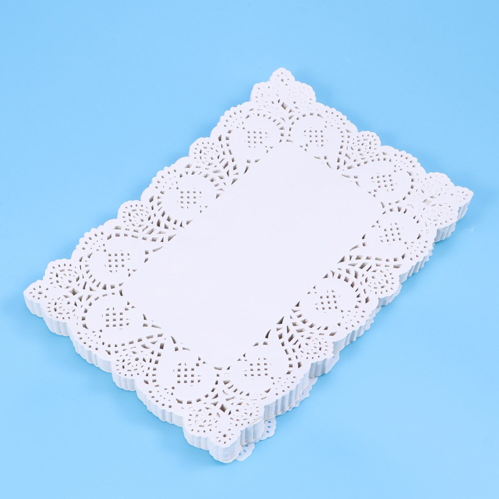 140pcs Disposable Oil-absorbing Rectangle White Lace Paper Doilies Cake Box Liner Packaging Paper Pad
