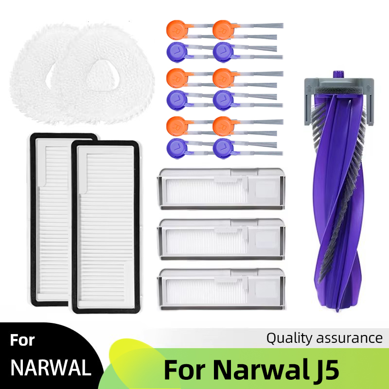 Fit For Narwal J5 Spare Parts Main Side Brush Cover Hepa Filter Mop Cloth Dust Bag Accessories Consumables