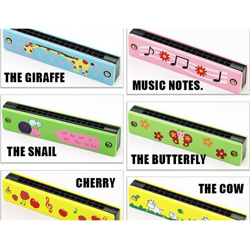 Toy Early Education Cartoon Color Woodwind Harmonica Melodica Toys Musical Instruments 16 Holes Double-Row Blow As