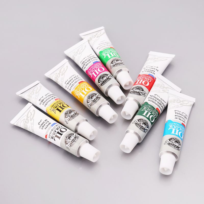 12 farver akrylmaling tegning pigment oliemaleri 6ml rør med børste sæt kunstner forsyninger  w91a