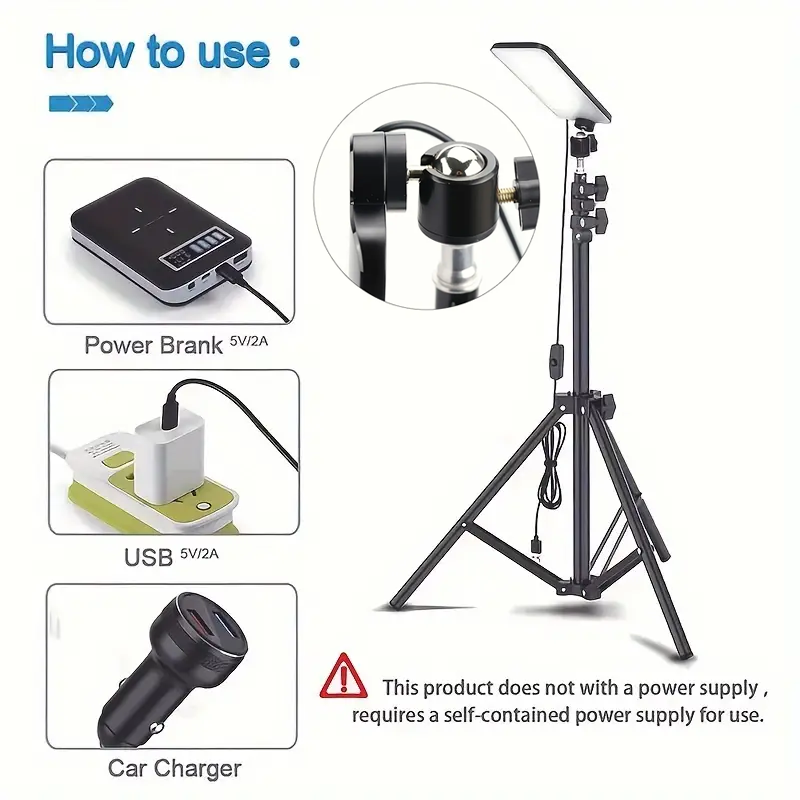 1pc udendørs campinglamper bærbar multifunktionel led-lampe genopladelig arbejdslampe teleskopisk justerbar stativ usb-drevet