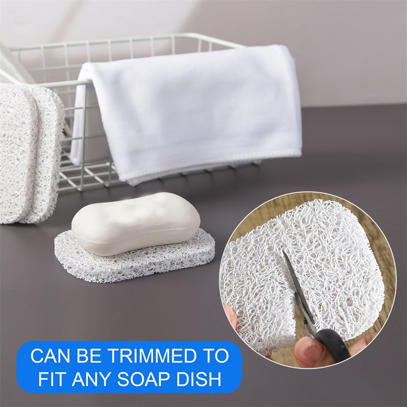 4 Stück Seife Sparer Abfluss Aufzug Pad Selbstentleerender Seifenstangenhalter Rutschfester Seifenschalen-Tablett für Dusche und Schlecht, Reinigungsschwammhalter