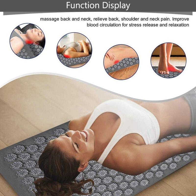 Bloem Lotus Acupressuur Mat Spikes Accupresure Massage Mat Voor Back Hals Fitness Naalden Pad Kussen Kussen Set