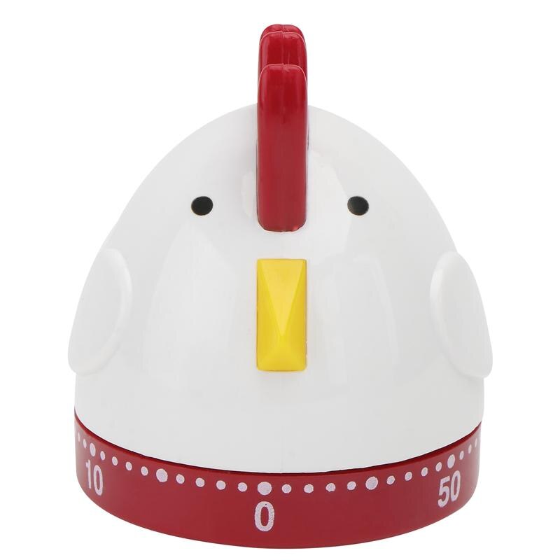 1Pc Cartoon Rooster Timer Home Mechanical Timer Kitchen Time Reminder (White)