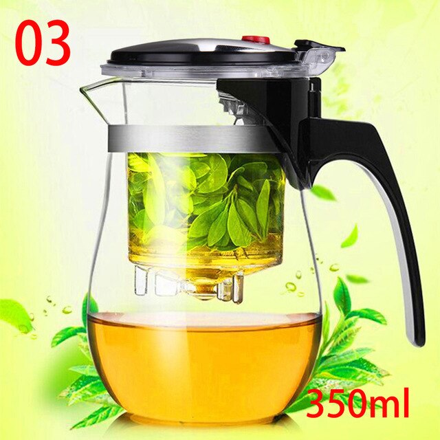 Heat Resistant Glass Teapot Chinese kung fu Tea Set Puer Kettle Coffee Glass Maker Convenient Office Tea Pot: 03 350ML