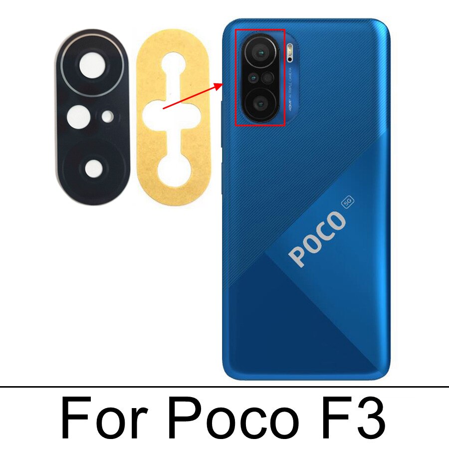 Back Rear Camera Glass For Xiaomi POCO M4 Pro M3 F1 F2 F3 X3 NFC F4 GT X4 Pro 5G Main Camera Lens Cover Replacement+Adhesive: Poco F3