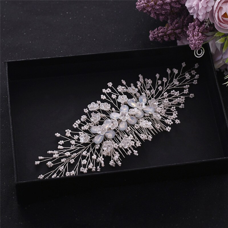 Topqueen  hp279 bloemen haarkam kralen haarkam bruiloft gouden zilveren haarkam juweel haarspeld bruids haarsieraden bruids tiara: Splinter