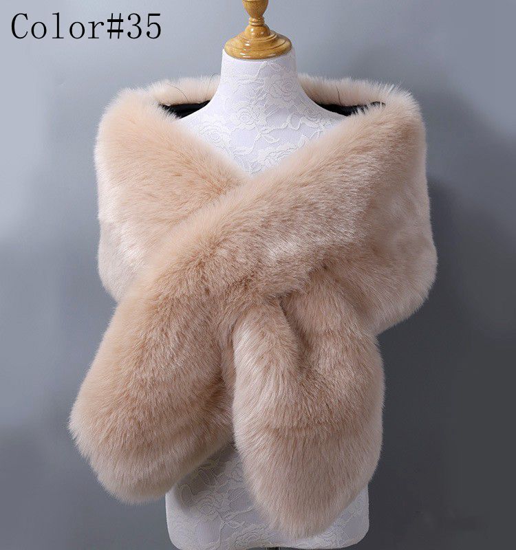 42 kleuren 165 * 28 cm bruin namaakbont bruiloft sjaal vrouw partij stola bruid cape mantel winter bruids wrap bolero accessoire voorraad: YELLOW