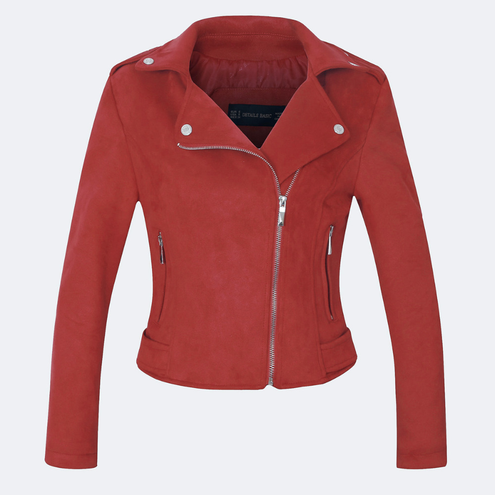 Höst vinter dam vintage faux mjuk mocka jackor dam slim fit matta rockar streetwear