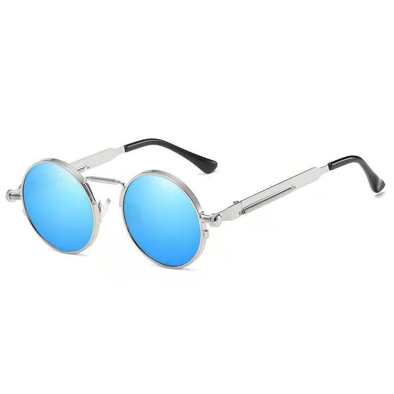 Gafas de Sol de estilo Punk Vintage de Metal para hombre, Gafas de Sol redondas Retro Y2K Cyberpunk para Mujer, Gafas de , Gafas Sol para Mujer UV400: Blanco / Oro
