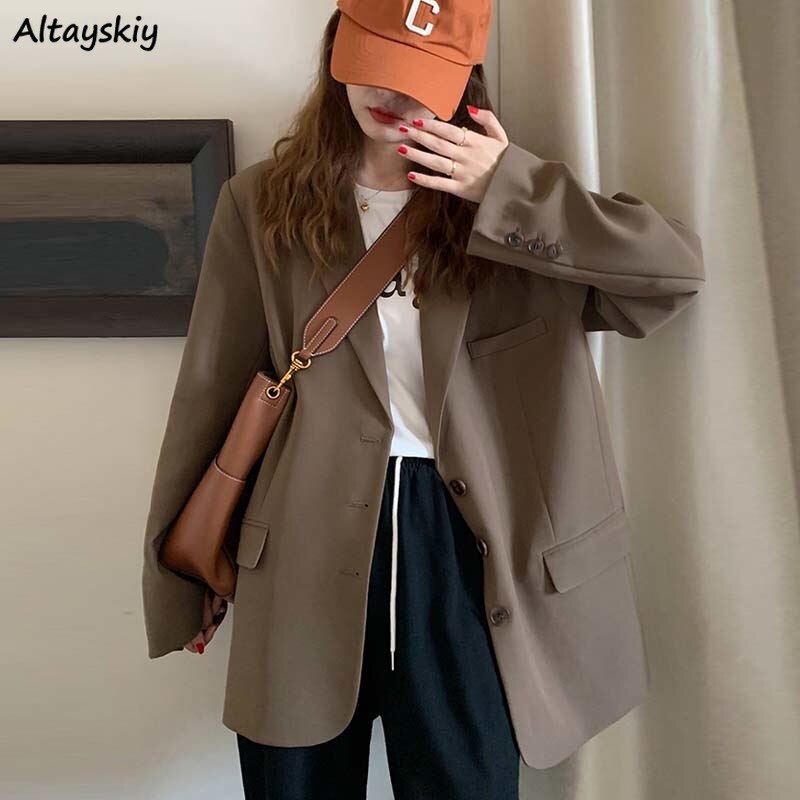Blazers negros de primavera para Mujer, trajes elegantes de oficina informales de estilo coreano, con cuello de muescas único, versátiles y Chic