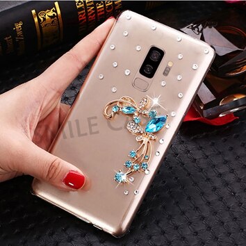 Sourire étui pour samsung galaxy J8 Funda 6.0 pouces clair en plastique strass étui pour samsung galaxy J8 couverture Capa: 1 J8 2018