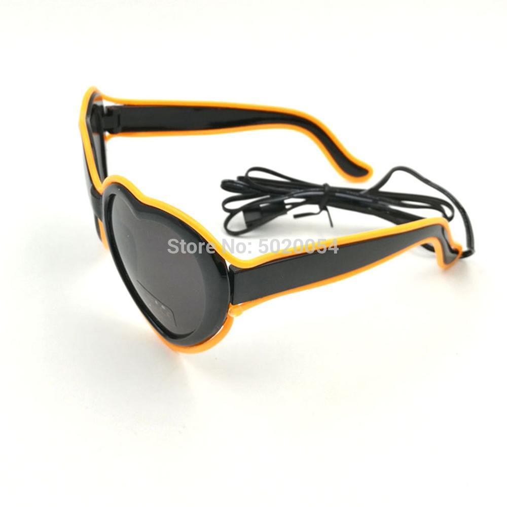 Gzyuchao  el 10 farver steady on el hjerte form briller blinkende belysning neon briller halloween nat glød solbriller