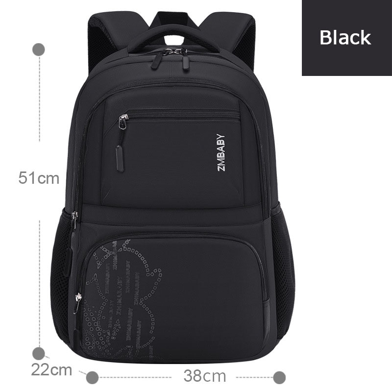 Sac à dos d&#39;école imperméable pour enfants, sac d&#39;école minimaliste pour garçons: Black