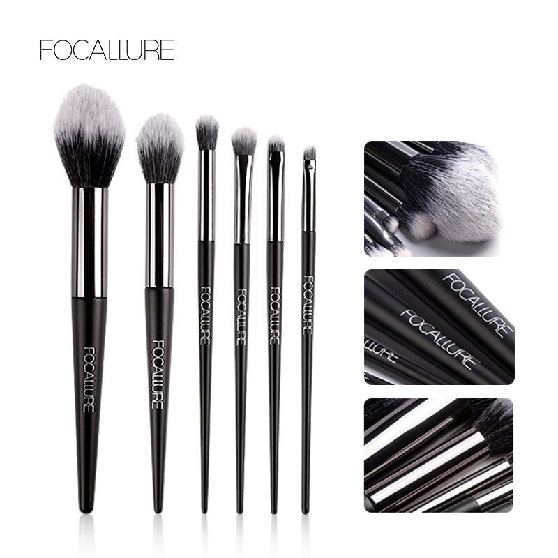 FOCALLURE 10PCS Makeup Brushes Set Foundation Eyeshadow Powder Lip Kits Makeup Brush Cosmetics Kits: 6PCS