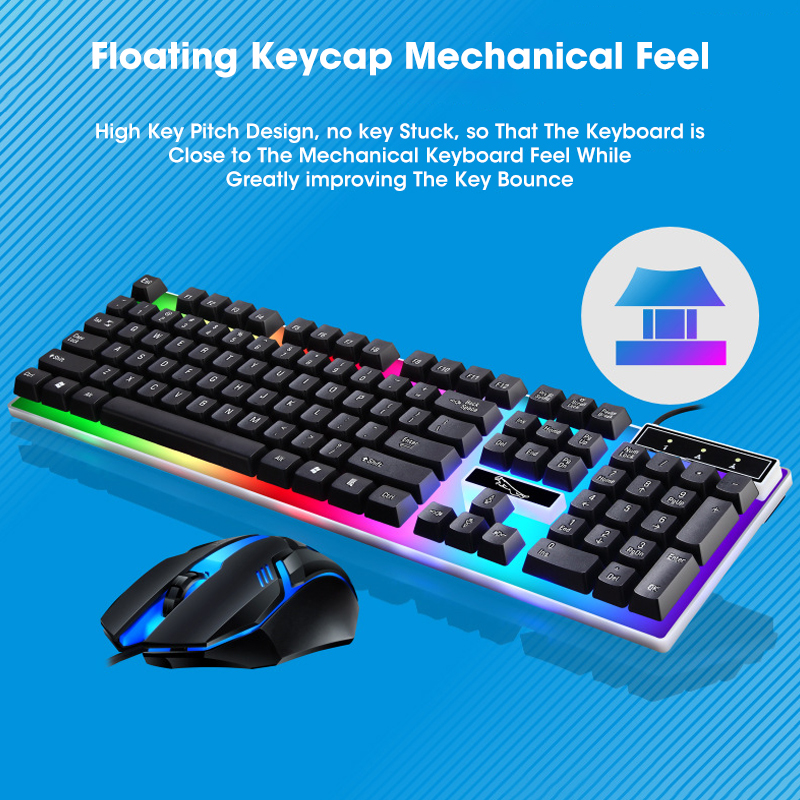 RGB Gaming Keyboard Gamer Keyboard and Mouse with Backlight USB 104 Keycaps Wired Ergonomic English Keyboard For PC Laptop