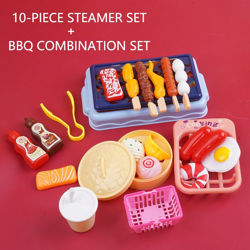 Kid's Kitchen Set Girls Toys Fast Food Pretend Play Cooking Games Miniature Foods Toy Dishes Products For Children: 11pcs and 10pcs