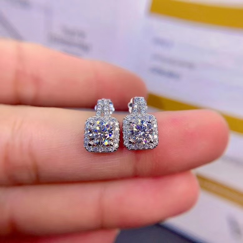 neue moissanite ohrringe frauen silber stud ohrringe 925 sterling silber shiny edelstein besser als diamant GRA zertifikat