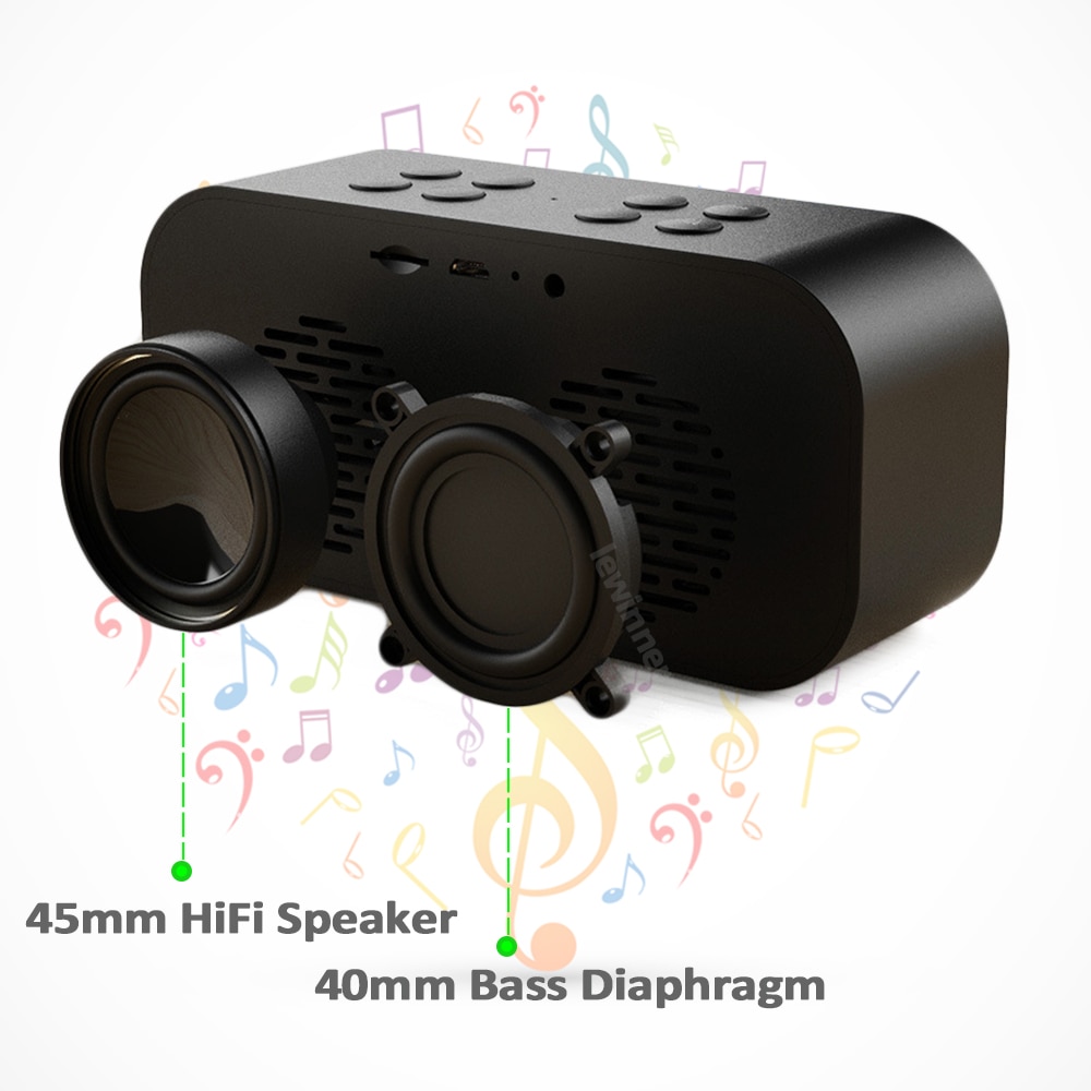 Bluetooth 5.0 Draagbare Draadloze Bluetooth Speaker Kolom Subwoofer Muziek Sound Box LED Tijd Snooze Wekker voor Laptop Telefoon