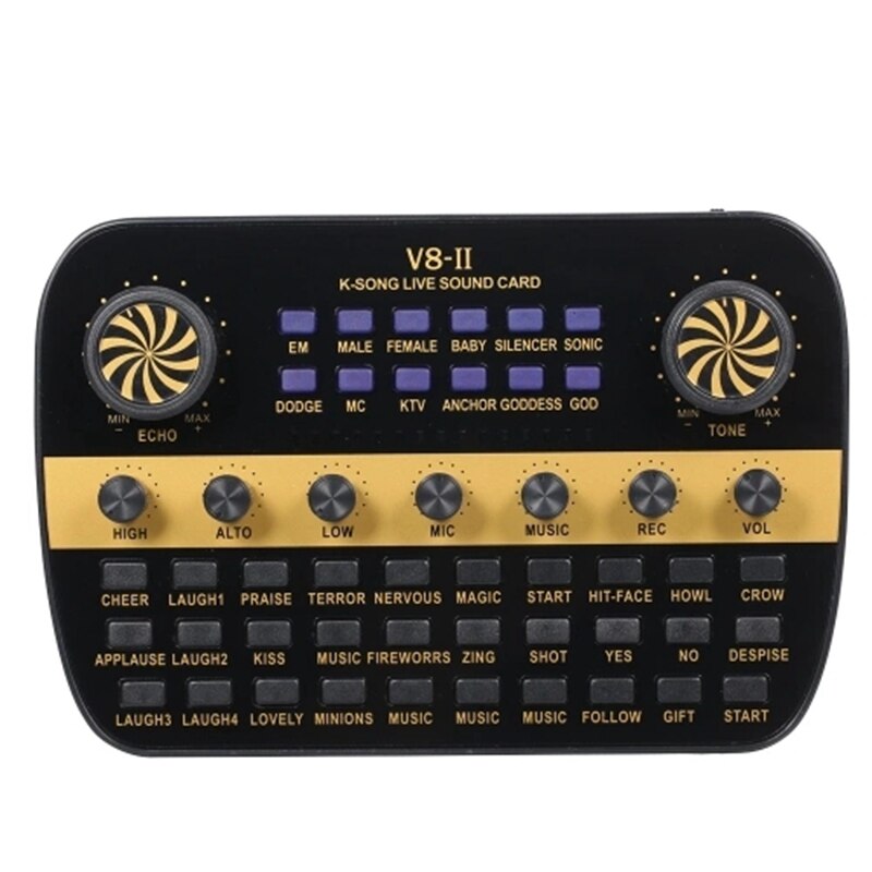 V8 Updated Live Sound Card ligent Volume Adjustable o Mixer Sound Card for Computer Pc Live Sound: Default Title