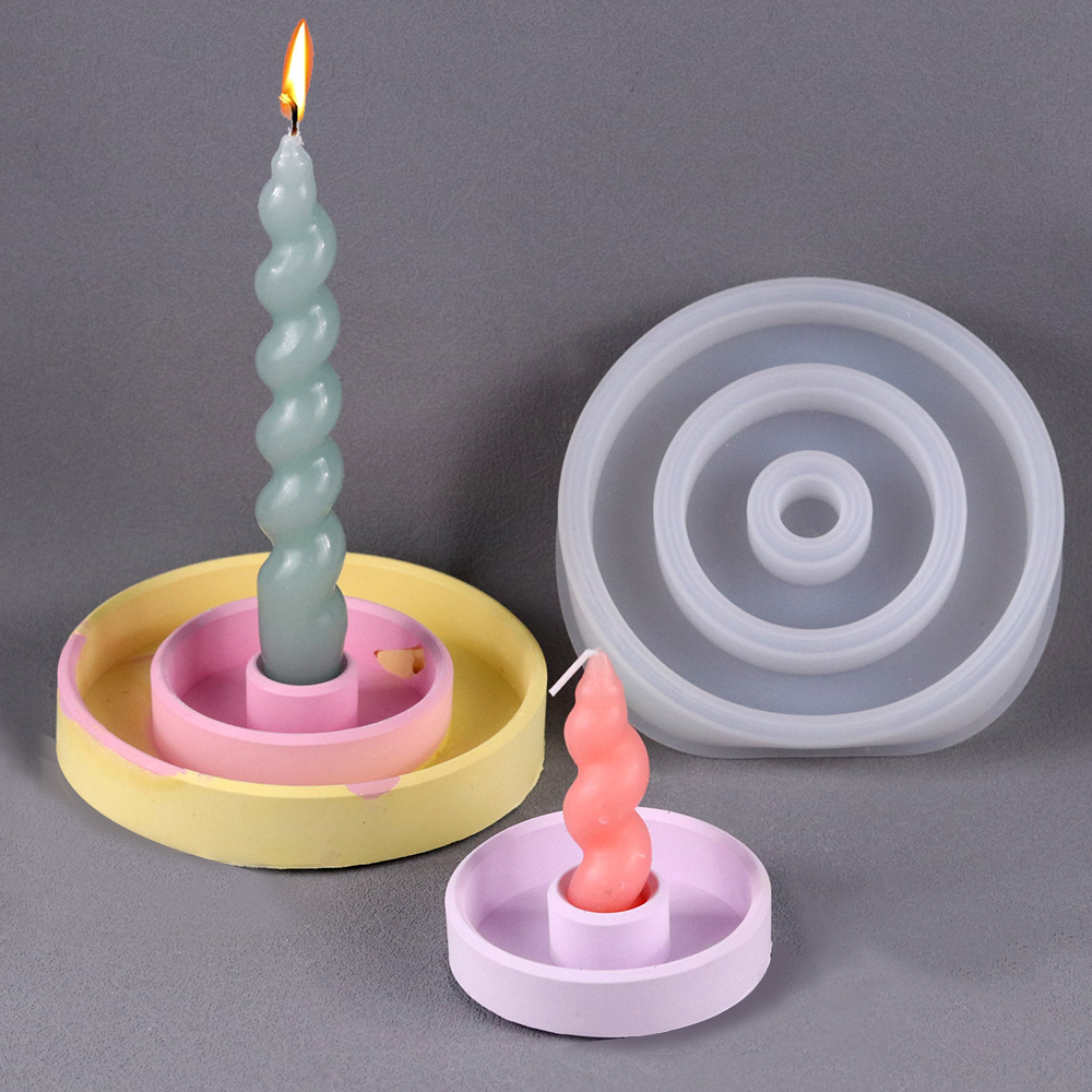 Bougeoir rond en silicone fait à la main, plâtre d'aromathérapie, accessoires de bougie partenaires, décor de bureau à la maison