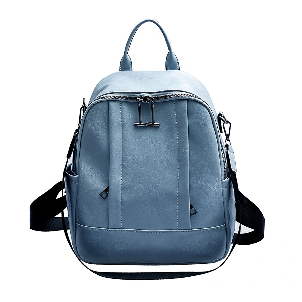 Damesrugzak lente zacht leer vrijetijdsreistas grote capaciteit portemonnee: Blauw