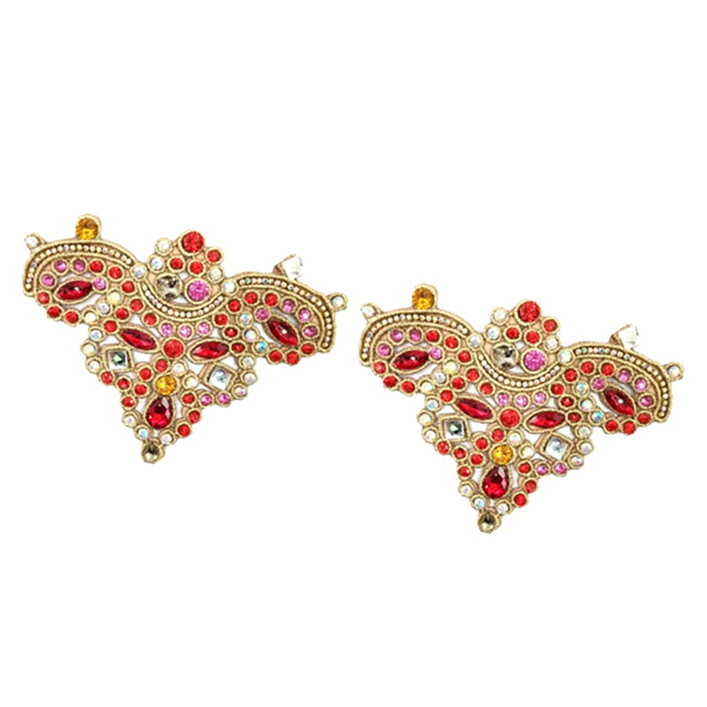 Schoenclips met strass steentjes, gesp met kristalbedels, verwijderbare schoendecoratie - verpakking van  of 2: Rood