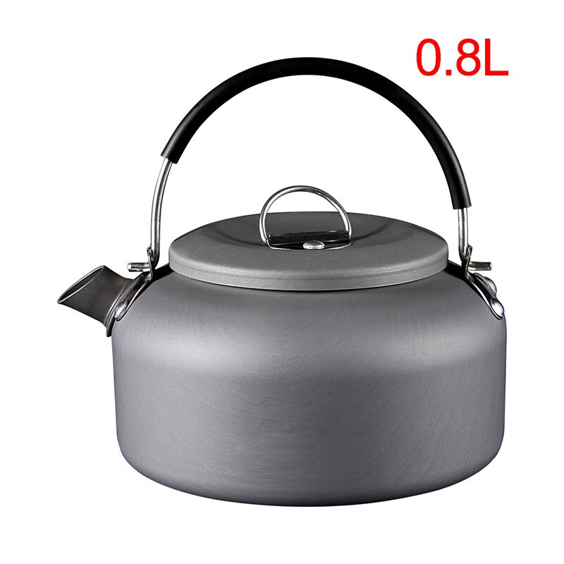 Outdoor Boiled Coffee Pot Lightweight Tableware Kettle Coffee Pot Aluminum Camping Teapot For Picnic Camping Hiking Backpacking: Black 0.8L