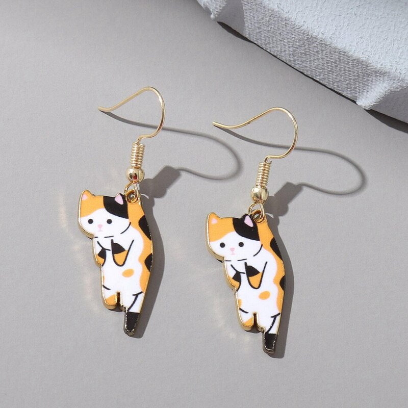 Pendientes de gatito de cristal brillante para mujer y niña, aretes de gato de acero inoxidable, accesorios de joyería, ,: 3