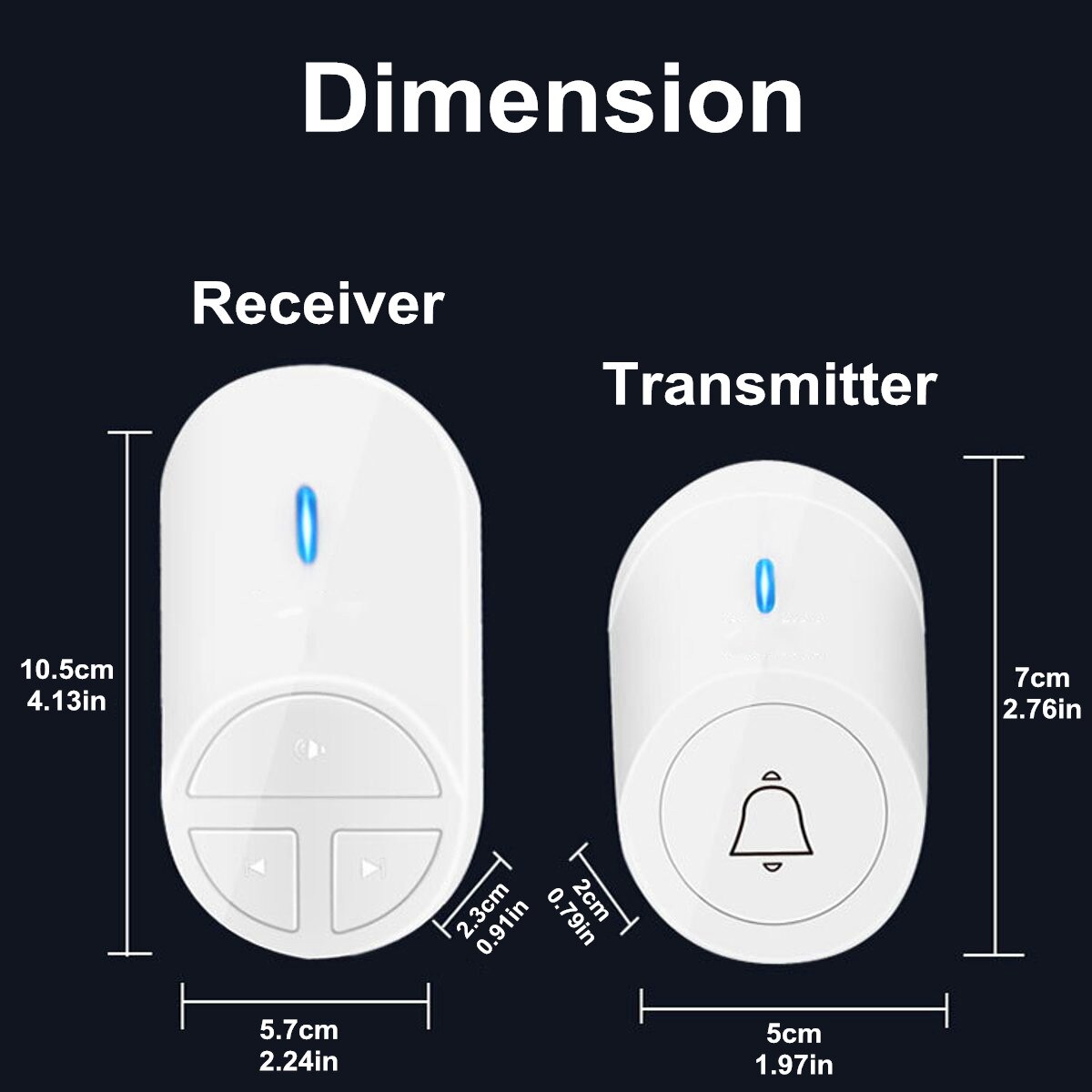 Wireless Doorbell Plug & Play Door Bell Kit Plug-in Receiver 300M Waterproof