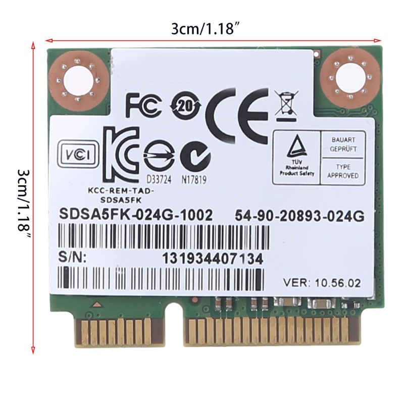 Disco rigido interno a stato solido compatto da 24GB SSD Half Slim velocità di scrittura rapida per Laptop con porta 7 + 15 Pin