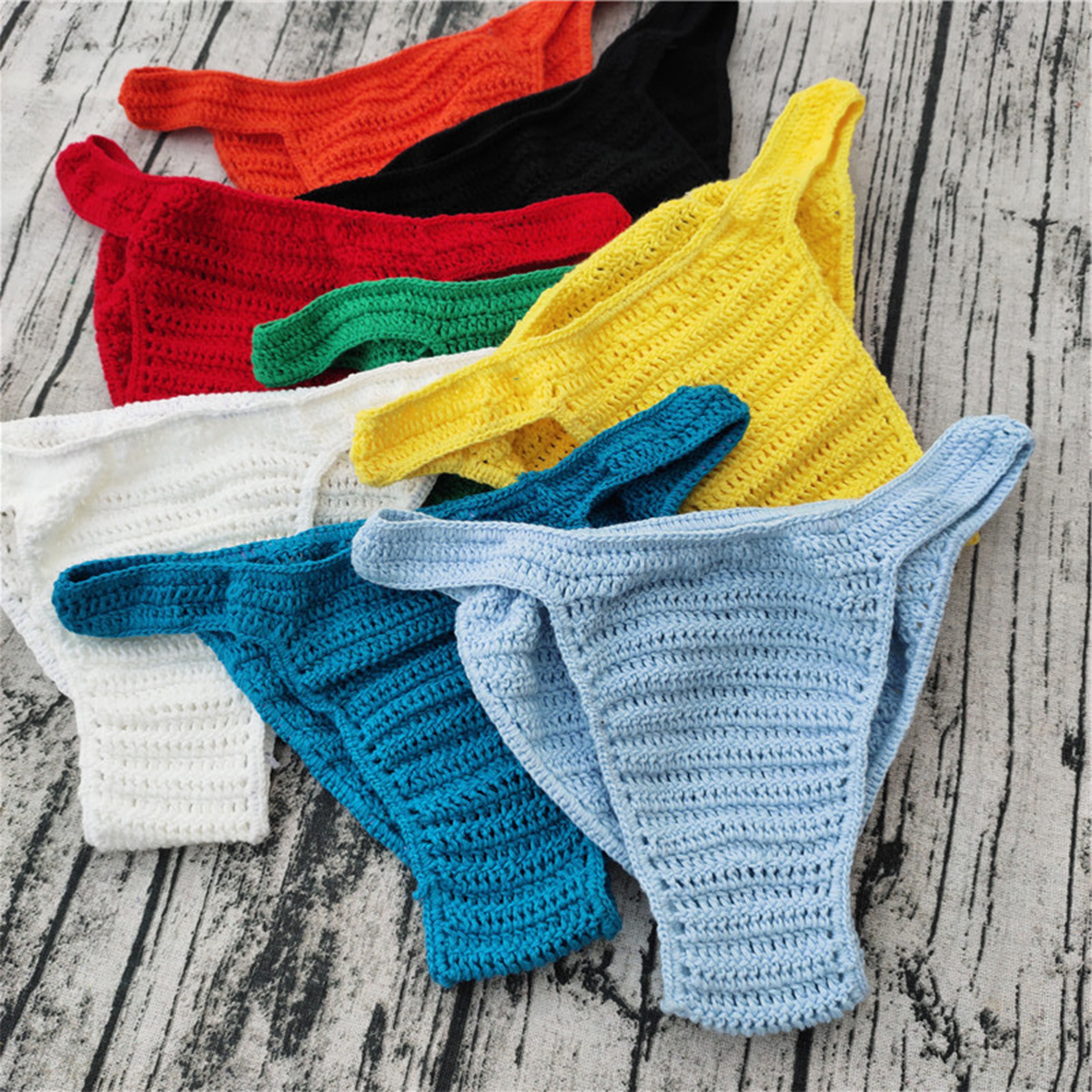 hombres mujeres ropa interior transpirable mano Crochet tiro bajo natación tomar el sol masculino Boxers bragas calzoncillos