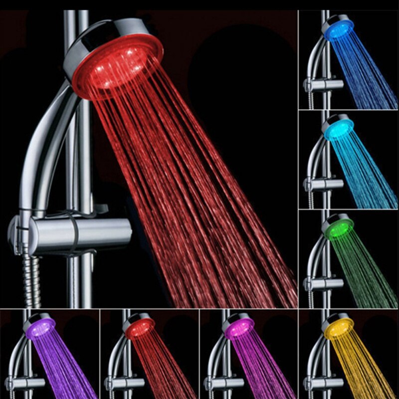 LED Light Shower Head Colorful Automatic Discoloration Round Temperature Control Shower Head