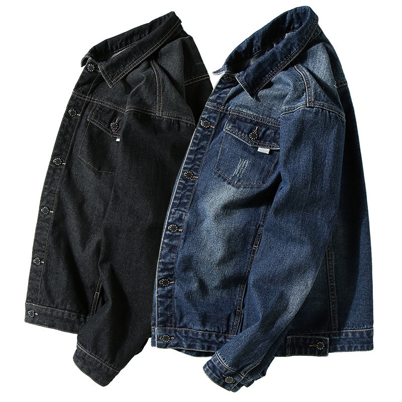 Herr plus size 7xl jeansjacka herr europeiska och amerikanska lapel lös stor jacka plus size herrkläder